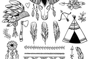 Hand drawn boho element collection