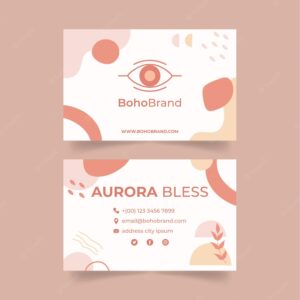 Hand drawn boho horizontal business card template