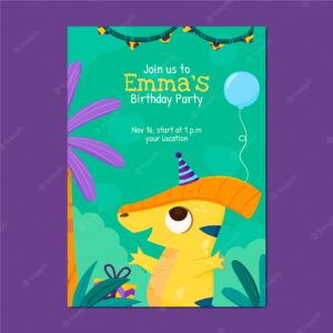 Hand drawn childlike birthday invitation