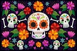 Hand drawn dia de muertos background