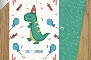Hand drawn dinosaur birthday card