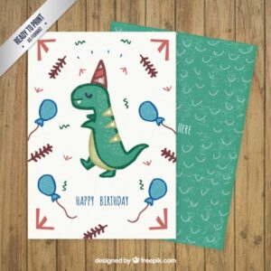 Hand drawn dinosaur birthday card