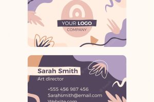 Hand drawn flat abstract shapes horizontal business card template