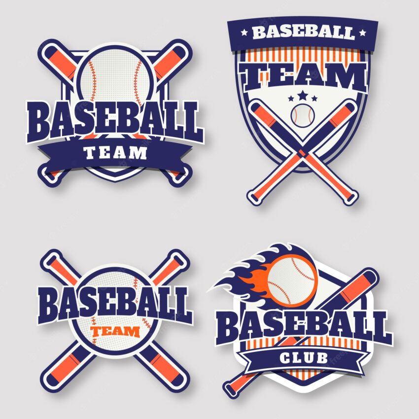 Hand drawn flat design baseball logo