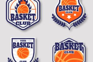 Hand drawn flat design basketball logo