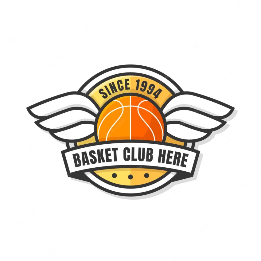 Hand drawn flat design basketball logo