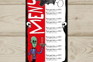 Hand drawn halloween menu with funny style