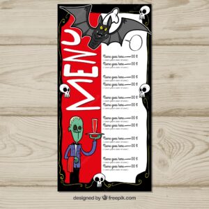 Hand drawn halloween menu with funny style