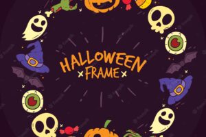 Hand drawn halloween ornamental frame