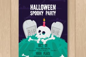 Hand drawn halloween party poster template