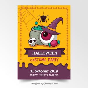 Hand drawn halloween party poster template