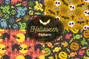 Hand drawn halloween pattern collection