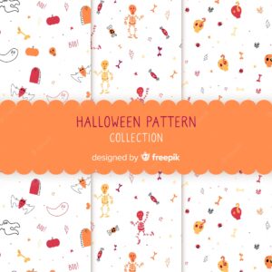 Hand drawn halloween pattern collection