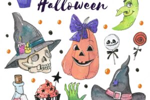 Hand drawn pack of halloween elements