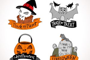 Hand drawn pack of halloween labels