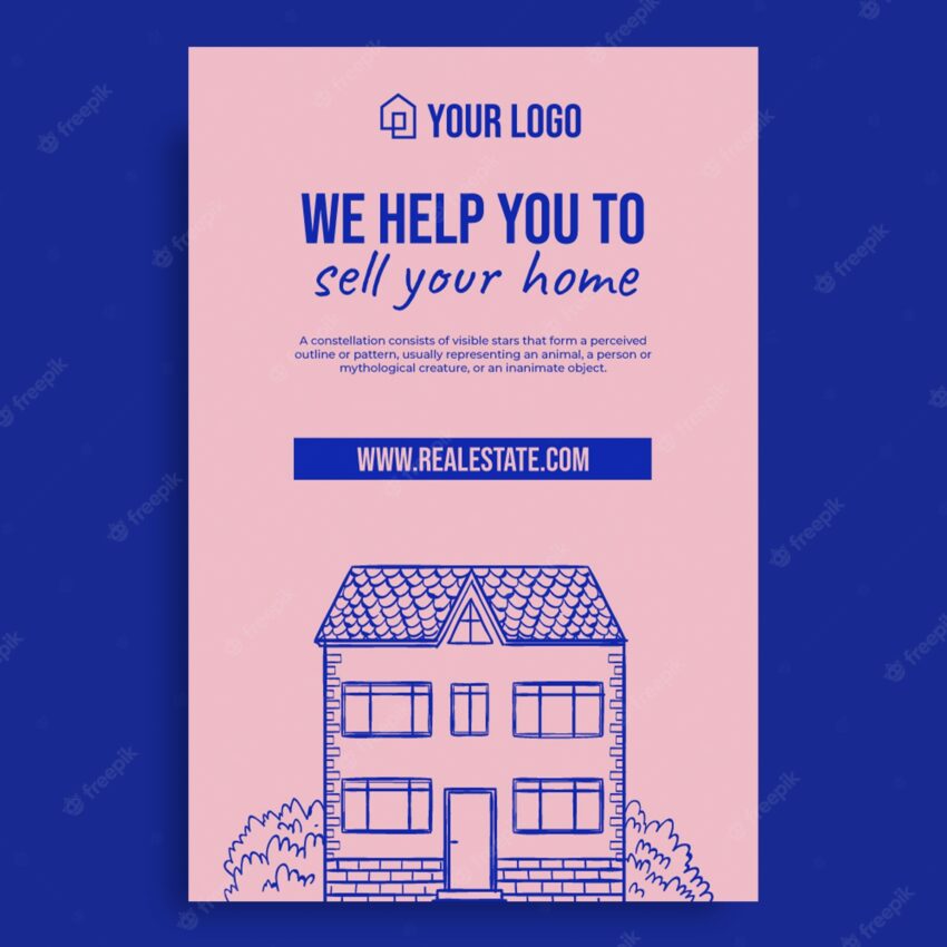 Hand drawn real estate poster template
