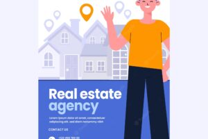 Hand drawn real estate poster template