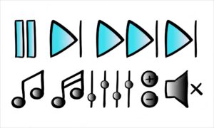 Hand drawn set of music controls icon