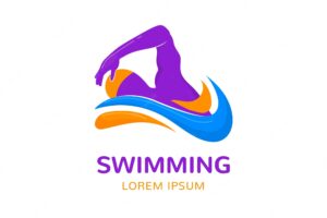 Hand drawn swimming logo template