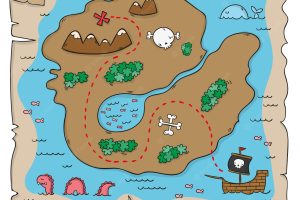 Hand drawn treasure island map