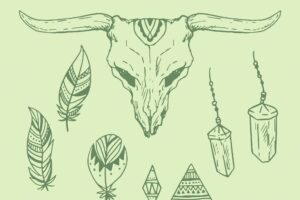 Hand drawn tribal element collection
