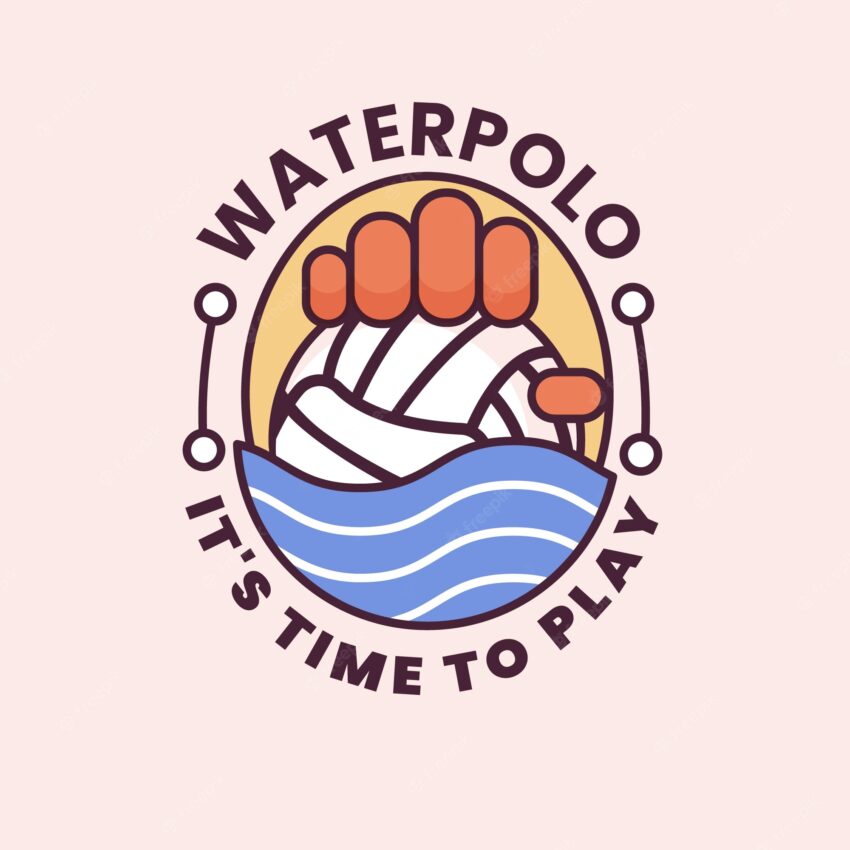 Hand drawn water polo logo template