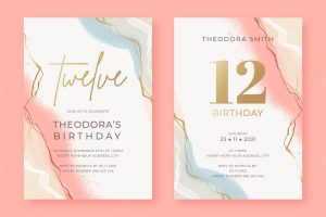 Hand painted elegant birthday invitation templates in two versions