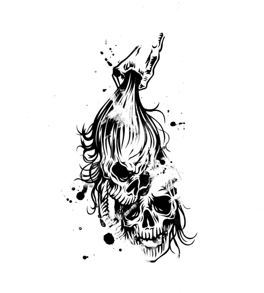 Hanging skulls for t-shirt design vector illustration.