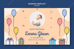 Happy birthday banner template with photo