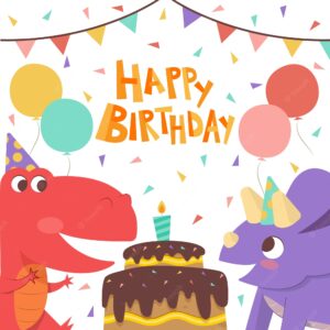 Happy birthday to you dinosaurs with cake