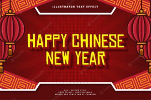 Happy chinese new year editable text effect illustration