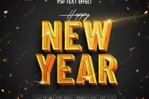Happy new year 2023 gold text effect