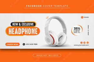 Headphone brand product sale facebook cover banner