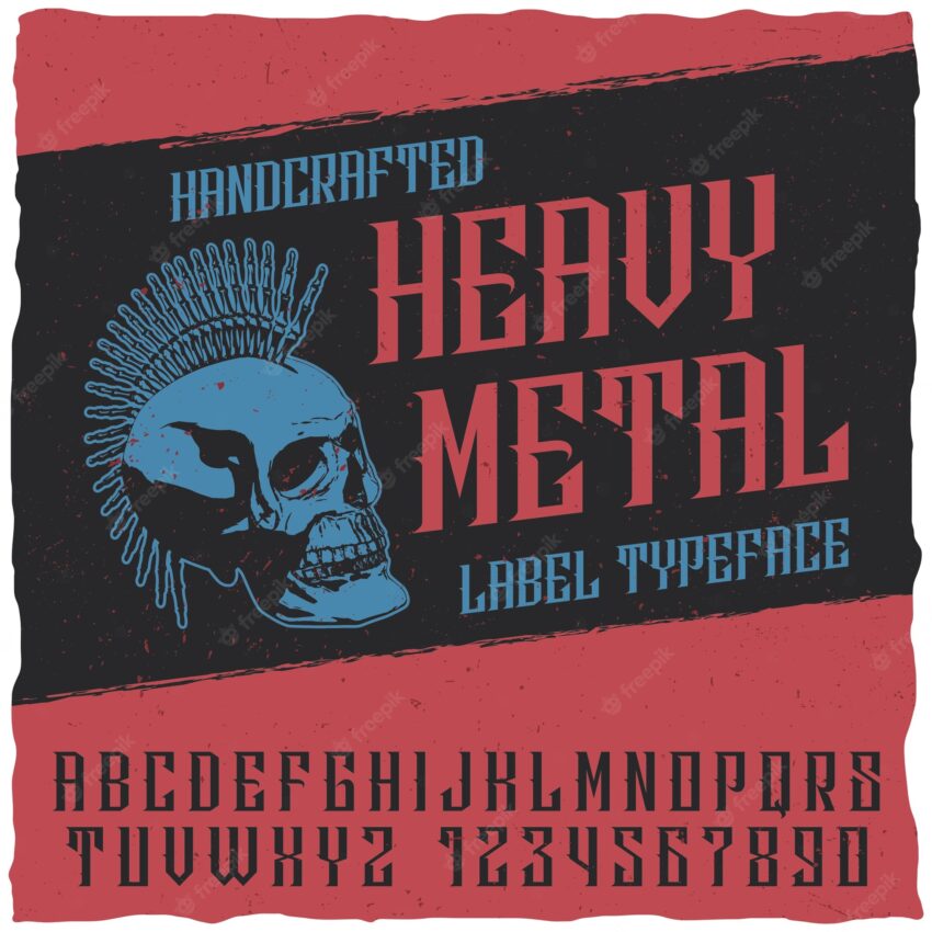 Heavy metal label typeface label