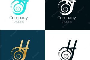 Helix with letter h logo design with different color variants.