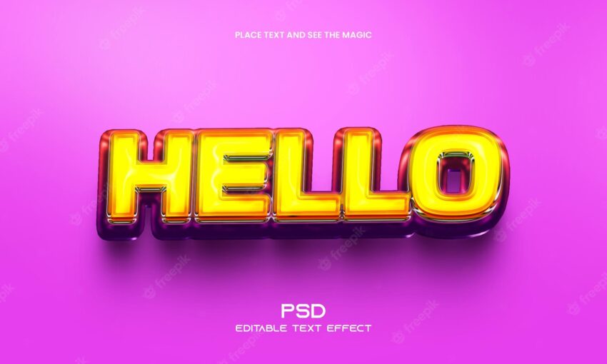 Hello 3d editable text effect
