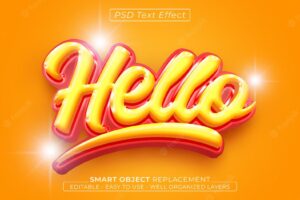 Hello glossy editable 3d style text effect