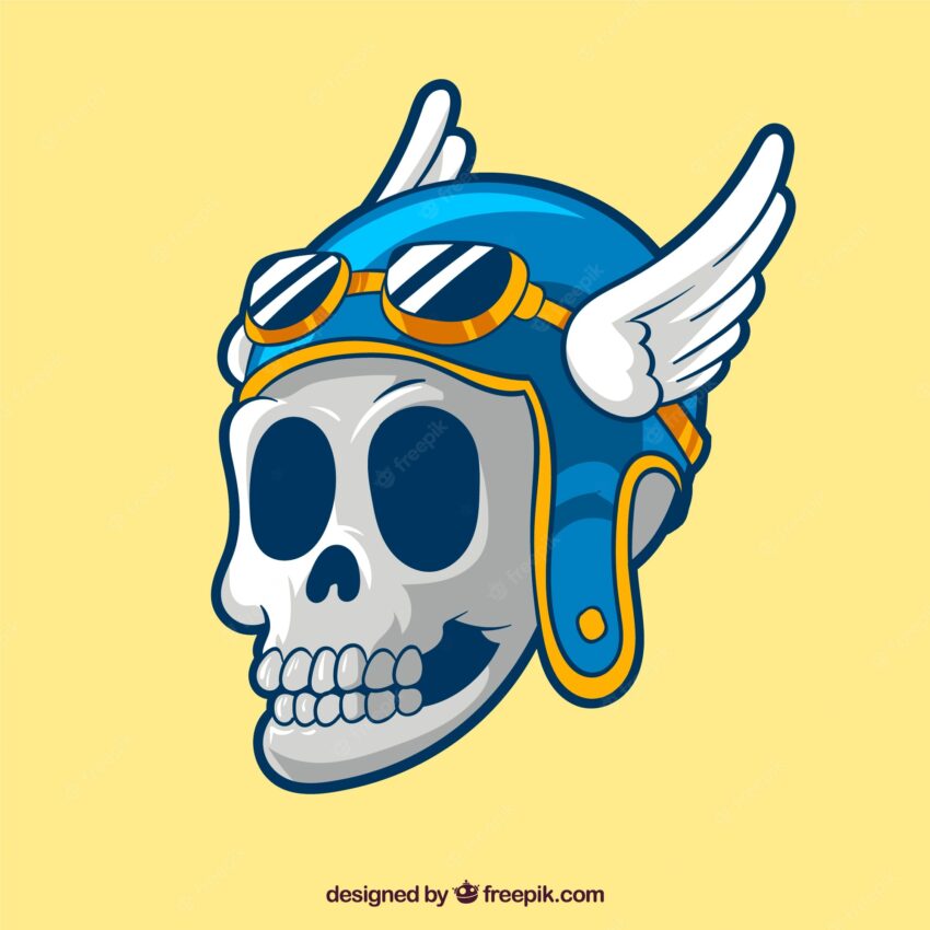 Helmet skull with wings