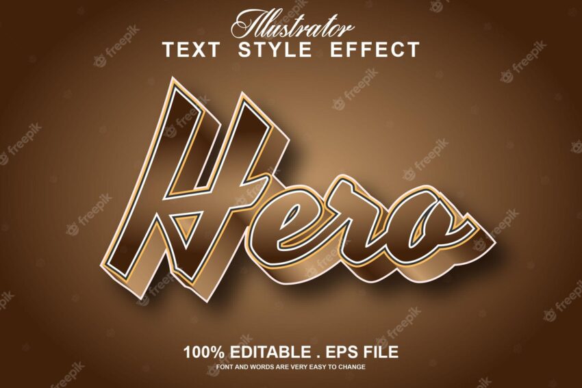 Hero text effect editable
