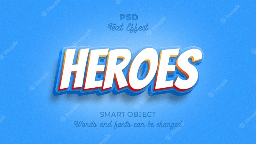 Heroes editable text effect