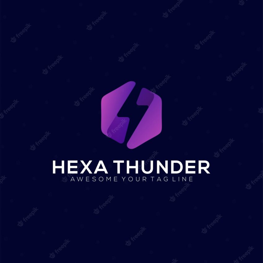 Hexagon lightning modern abstract logo gradient