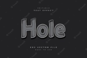 Hole editable text effect on black background