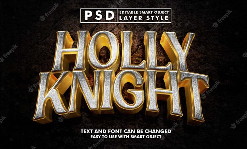 Holly knight text effect premium psd with smart object
