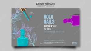 Holographic nails banner template