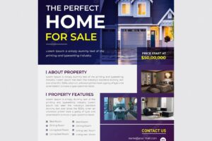 Home for sale real estate flyer print template premium vector
