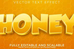 Honey text effect, editable bee and natural text style
