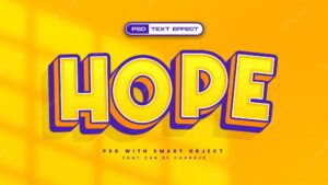 Hope cartoon style 3d bold text effect