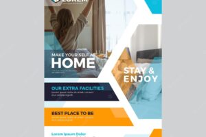 Hotel flyer template with photo