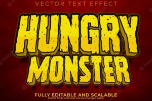 Hungry monster text effect editable cartoon and comic text style