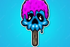 Ice cream skull zombie illustration premium vector